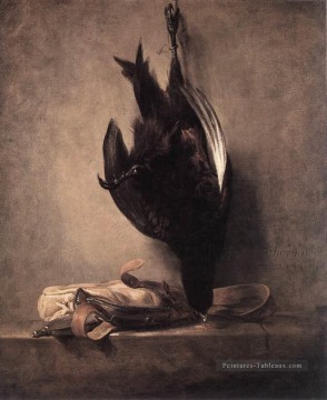  chardin - Nature morte avec un faisan mort et un sac de chasse Jean Baptiste Simeon Chardin